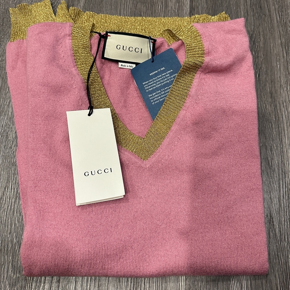Gucci Pink Cashmere Sweater Sz Small